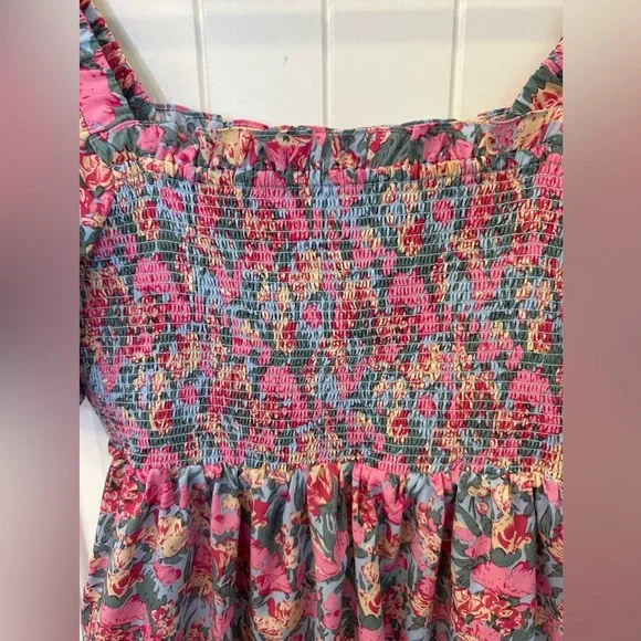 English Factory Pink Floral Smocked Tiered Ruffle Maxi Dress Size S EUC - Picture 11 of 12
